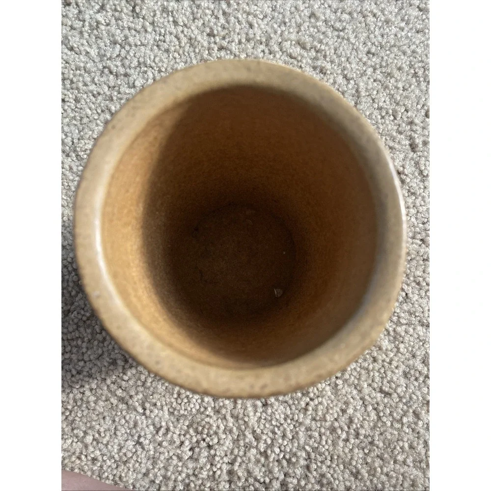 Vtg 4006 Zanesville Homespun Stoneware Pottery Ribbed Tan Vase 6